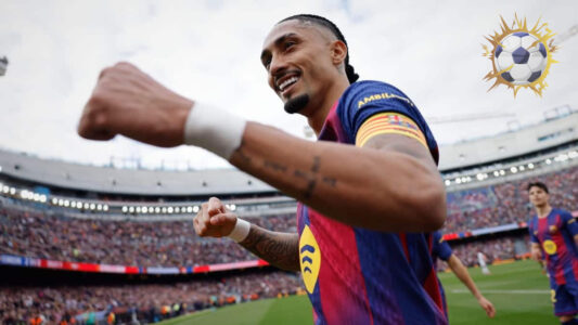 احتفال لاعبي برشلونة بالأهداف ضد إشبيلية في الدوري الإسباني 2026