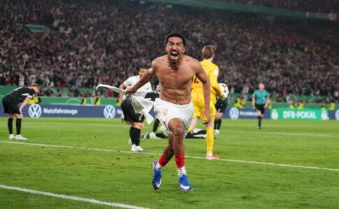 تياغو توماس يحتفل بهدف الفوز لشتوتغارت ضد فرايبورغ في كأس ألمانيا